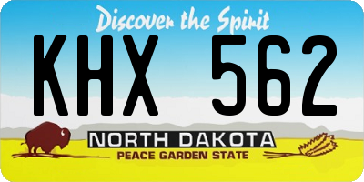 ND license plate KHX562