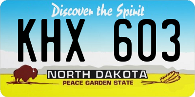 ND license plate KHX603