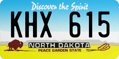 ND license plate KHX615
