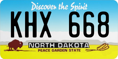 ND license plate KHX668