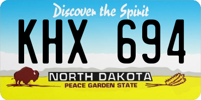 ND license plate KHX694