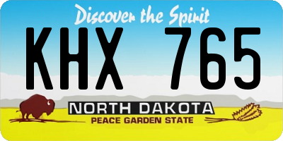 ND license plate KHX765