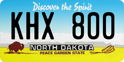 ND license plate KHX800