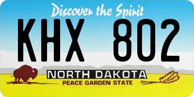 ND license plate KHX802
