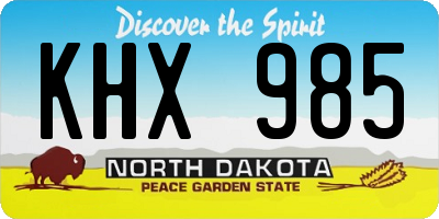 ND license plate KHX985