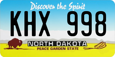 ND license plate KHX998