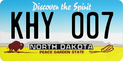 ND license plate KHY007