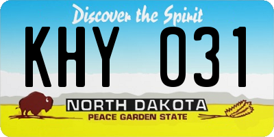 ND license plate KHY031