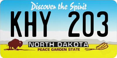 ND license plate KHY203