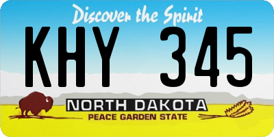 ND license plate KHY345
