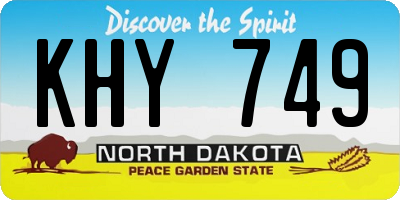 ND license plate KHY749