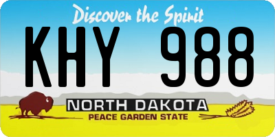 ND license plate KHY988