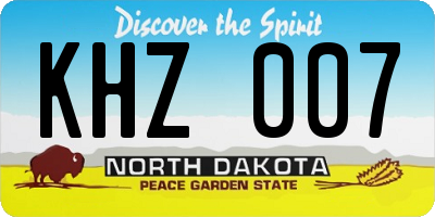 ND license plate KHZ007
