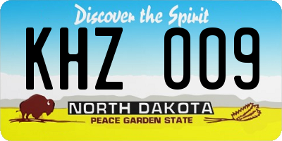 ND license plate KHZ009