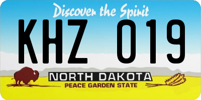 ND license plate KHZ019