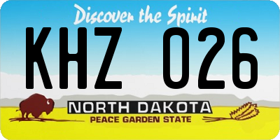 ND license plate KHZ026