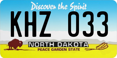 ND license plate KHZ033