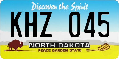 ND license plate KHZ045