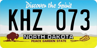 ND license plate KHZ073