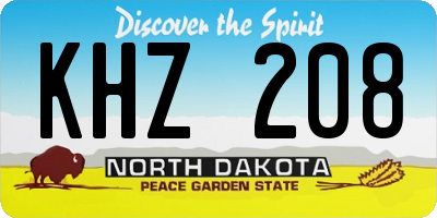 ND license plate KHZ208