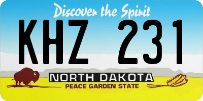 ND license plate KHZ231