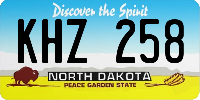 ND license plate KHZ258