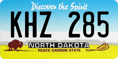 ND license plate KHZ285