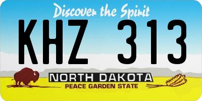 ND license plate KHZ313