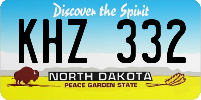 ND license plate KHZ332