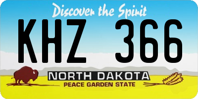 ND license plate KHZ366