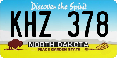 ND license plate KHZ378