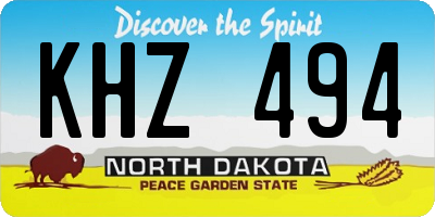 ND license plate KHZ494