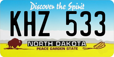 ND license plate KHZ533