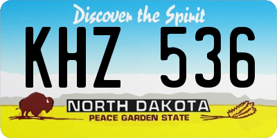 ND license plate KHZ536