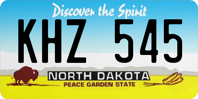 ND license plate KHZ545