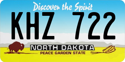 ND license plate KHZ722