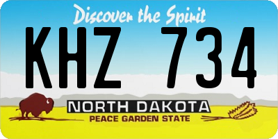 ND license plate KHZ734