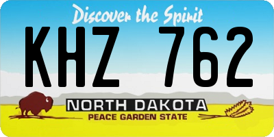ND license plate KHZ762