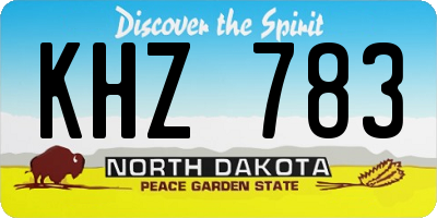 ND license plate KHZ783