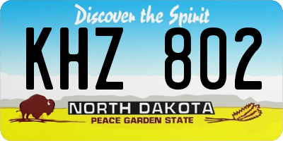 ND license plate KHZ802