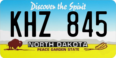 ND license plate KHZ845