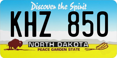 ND license plate KHZ850