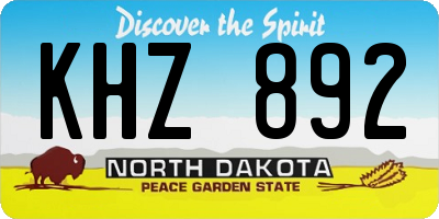 ND license plate KHZ892