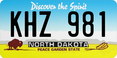 ND license plate KHZ981