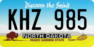 ND license plate KHZ985