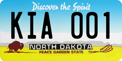 ND license plate KIA001