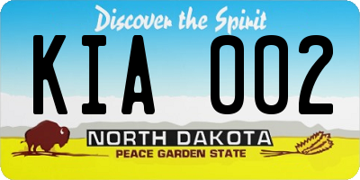 ND license plate KIA002