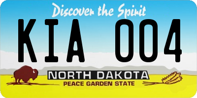 ND license plate KIA004