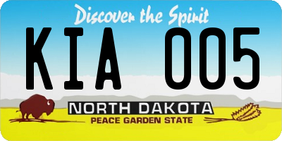ND license plate KIA005