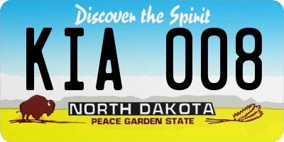 ND license plate KIA008